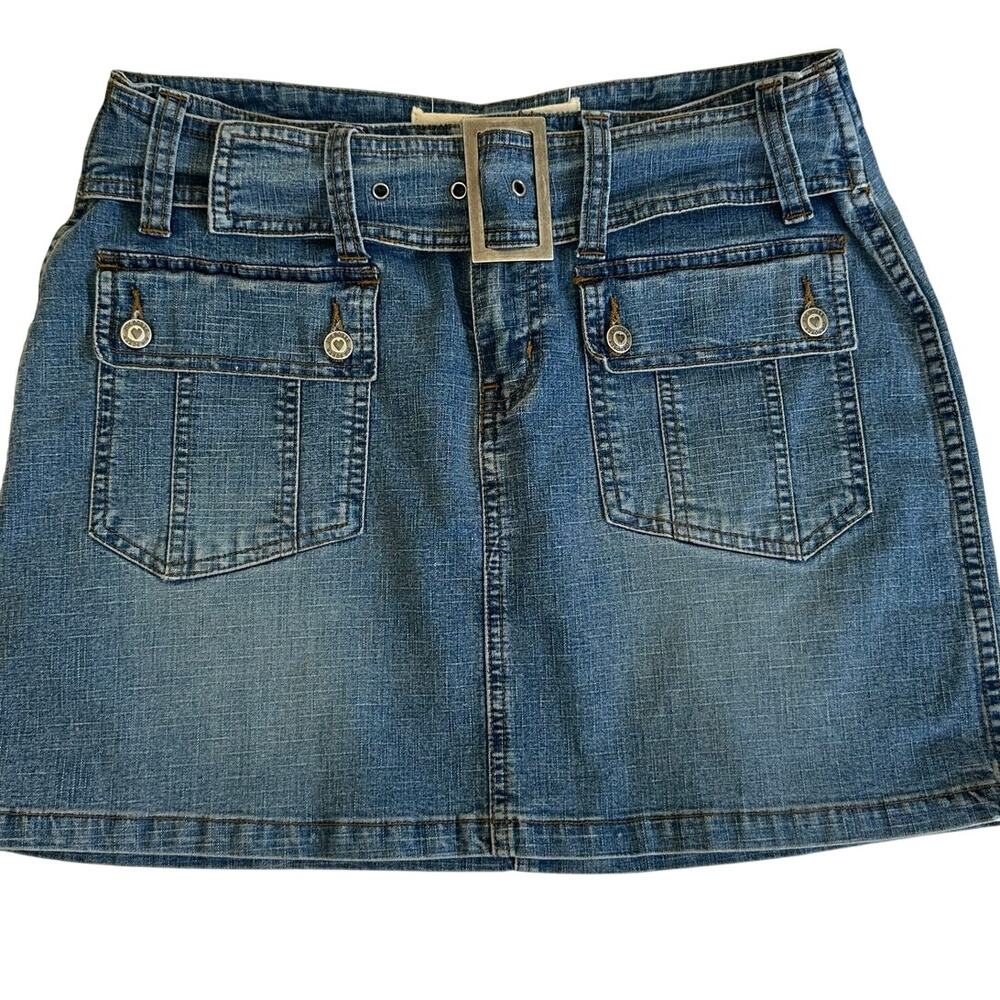 Joe Boxer Denim Stretch Mini Skirt Adjustable Waist Y2K Size 11